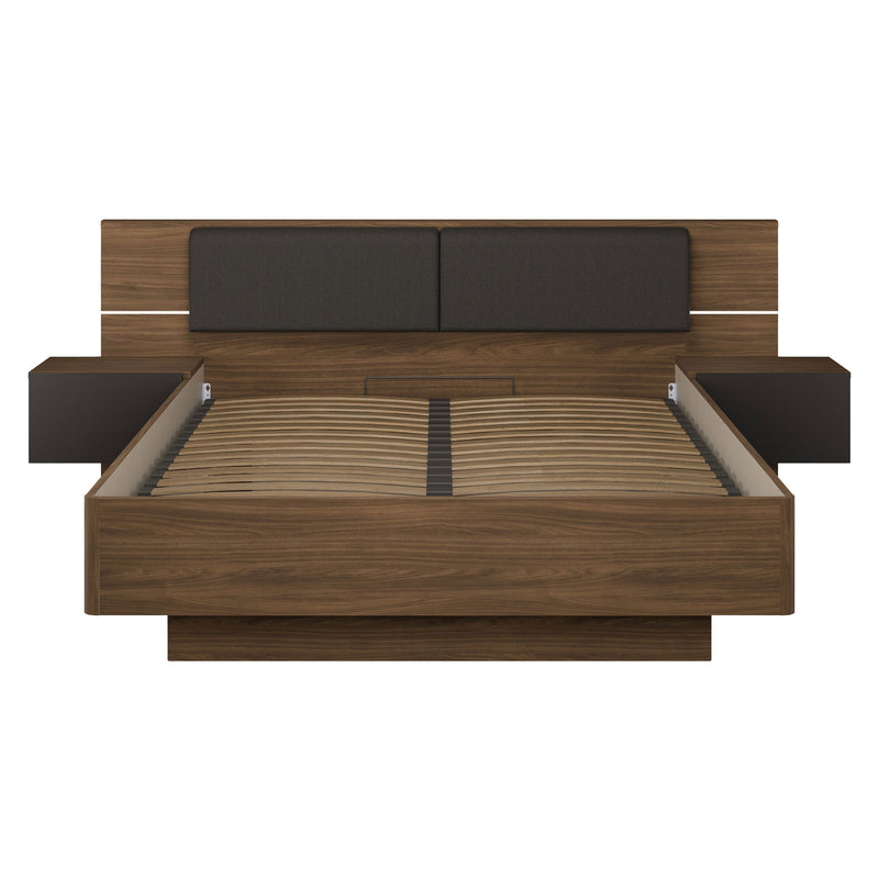 LUBLIN Set mobilier dormitor, pat, 2 noptiere și LED inclus