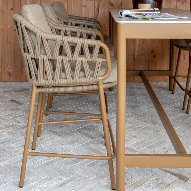 BIARRITZ Set mobilier terasă/grădină, 6 scaune și masă bar