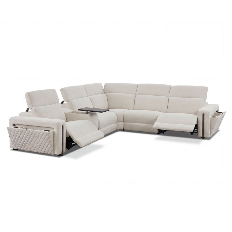 DUNKLIN Ansamblu 2 reclinere electrice, mecanism tetiere, wireless charger, depozitare, boxă sunet, măsuță lucru, stofă