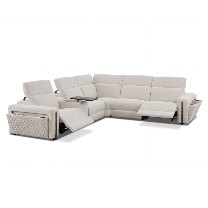 DUNKLIN Ansamblu 2 reclinere electrice, mecanism tetiere, wireless charger, depozitare, boxă sunet, măsuță lucru, stofă