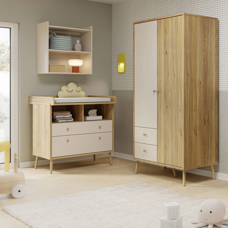 ANYA Comodă copii, 2 sertare, nișă și suport de înfășat