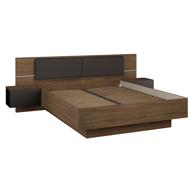 LUBLIN Set mobilier dormitor, pat, 2 noptiere și LED inclus