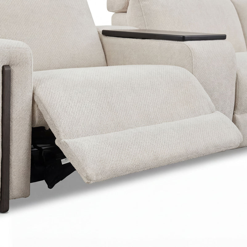 DUNKLIN Ansamblu 2 reclinere electrice, mecanism tetiere, wireless charger, depozitare, boxă sunet, măsuță lucru, stofă