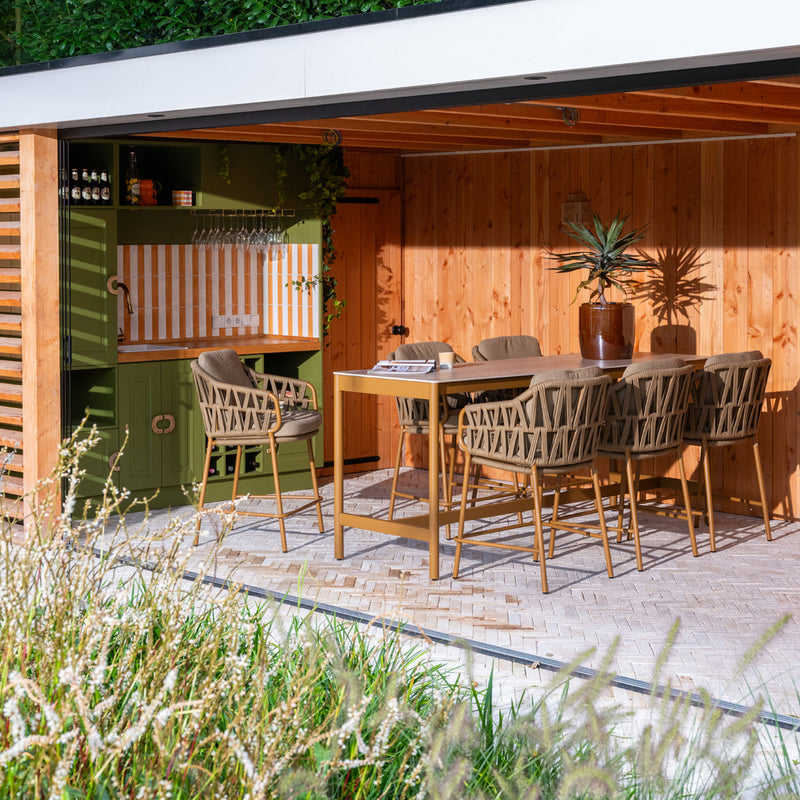 BIARRITZ Set mobilier terasă/grădină, 6 scaune și masă bar