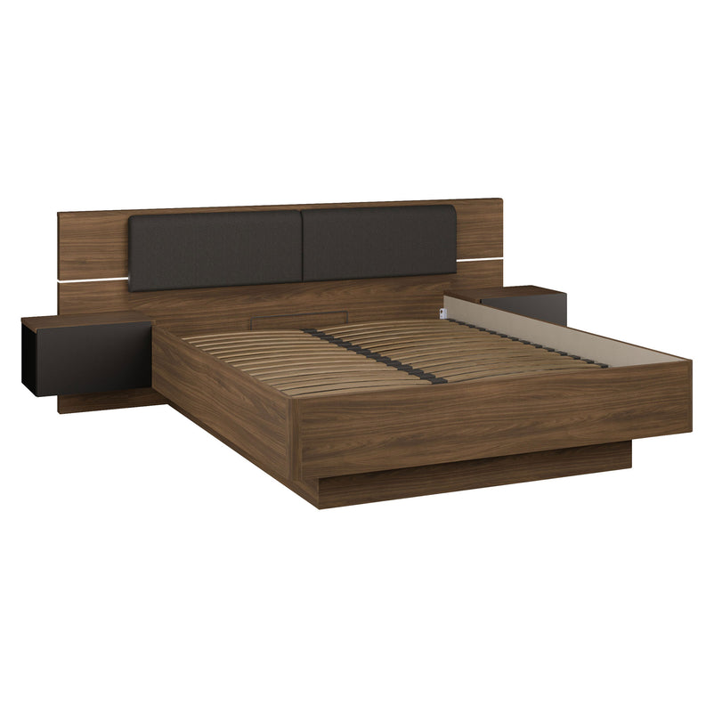 LUBLIN Set mobilier dormitor, pat, 2 noptiere și LED inclus