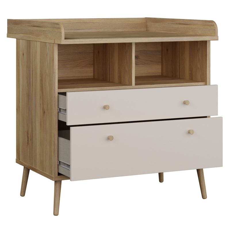 ANYA Comodă copii, 2 sertare, nișă și suport de înfășat