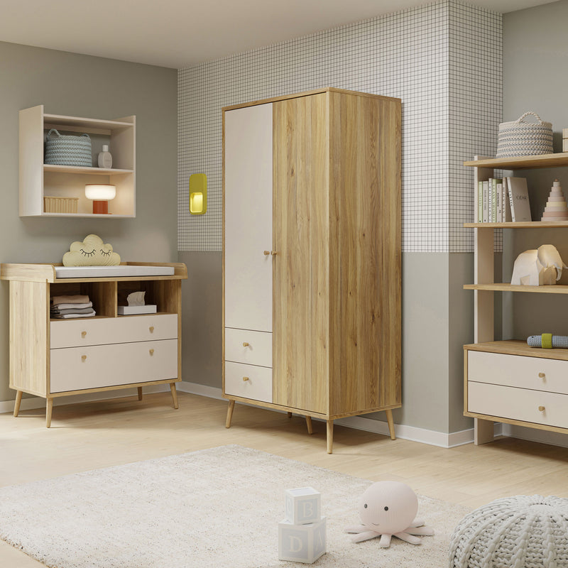 ANYA Comodă copii, 2 sertare, nișă și suport de înfășat