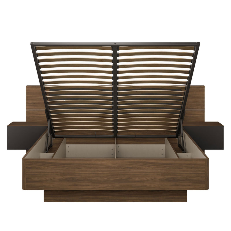 LUBLIN Set mobilier dormitor, pat, 2 noptiere și LED inclus