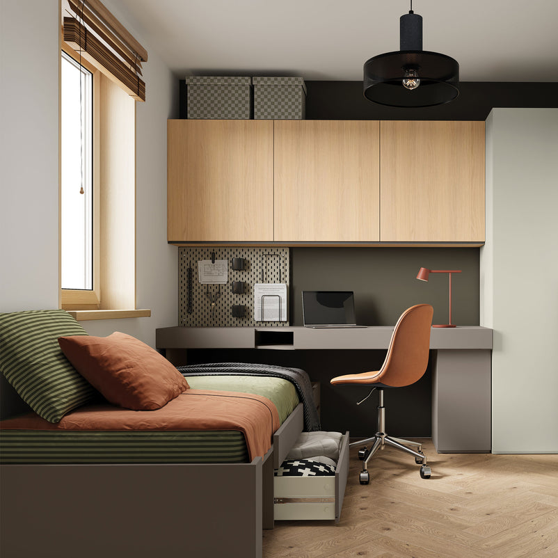 RONNIE Pat glisant copii, 90x200cm, somieră și 2 sertare incluse