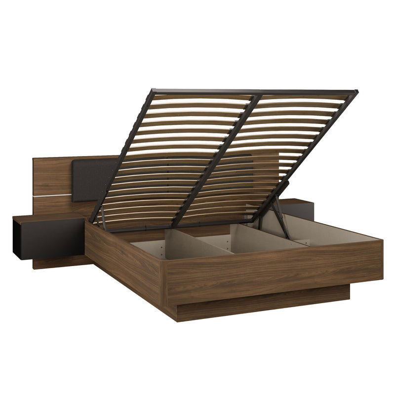 LUBLIN Set mobilier dormitor, pat, 2 noptiere și LED inclus