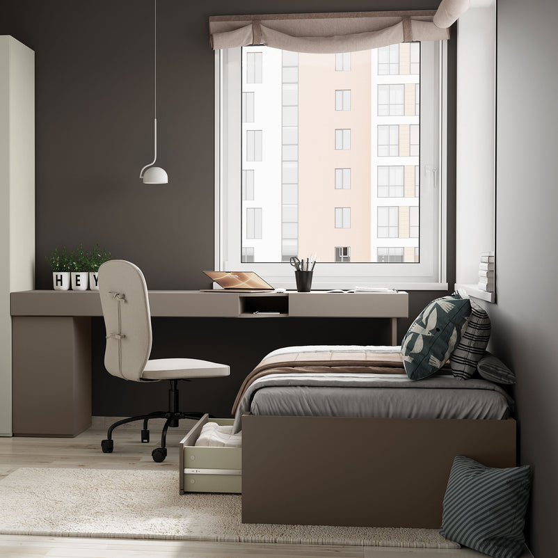 RONNIE Pat glisant copii, 90x200cm, somieră și 2 sertare incluse