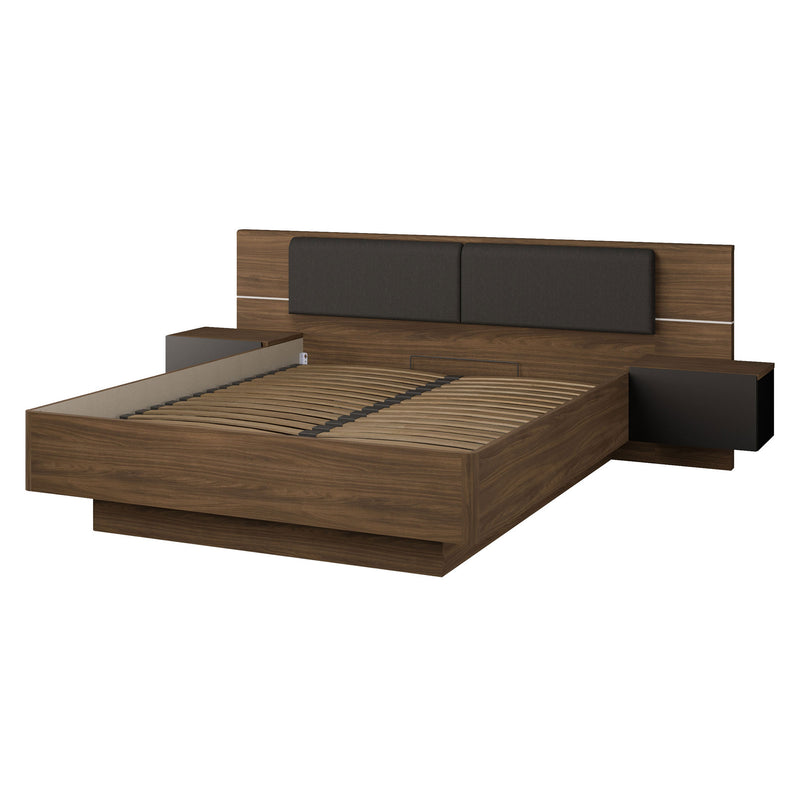 LUBLIN Set mobilier dormitor, pat, 2 noptiere și LED inclus
