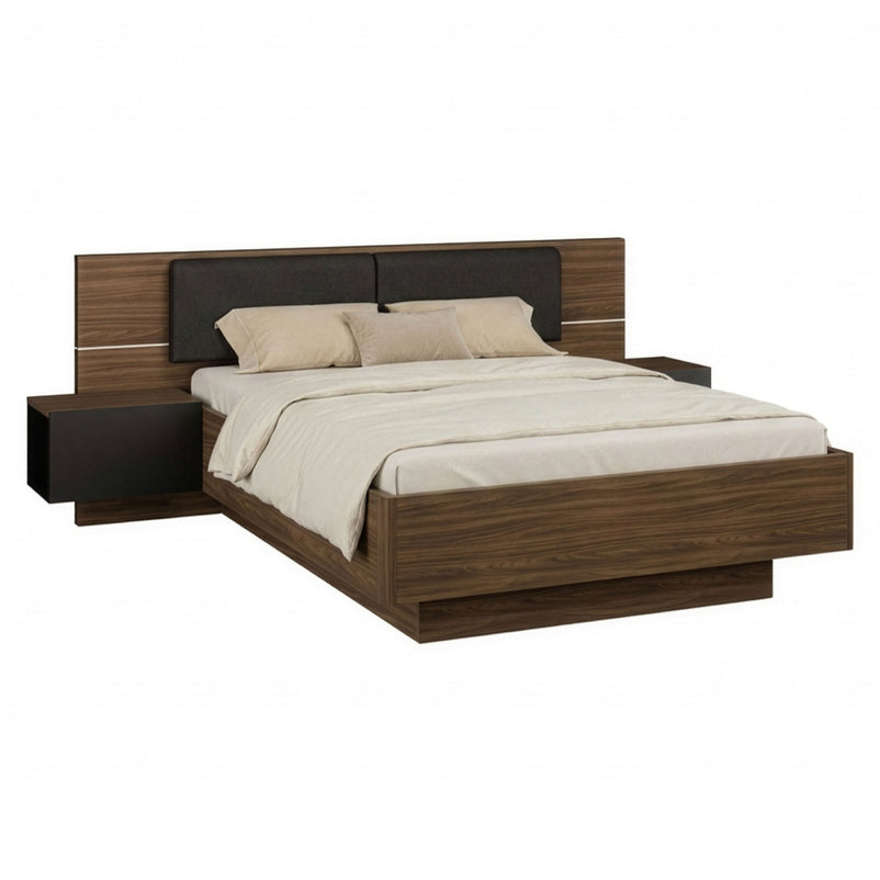 LUBLIN Set mobilier dormitor, pat, 2 noptiere și LED inclus