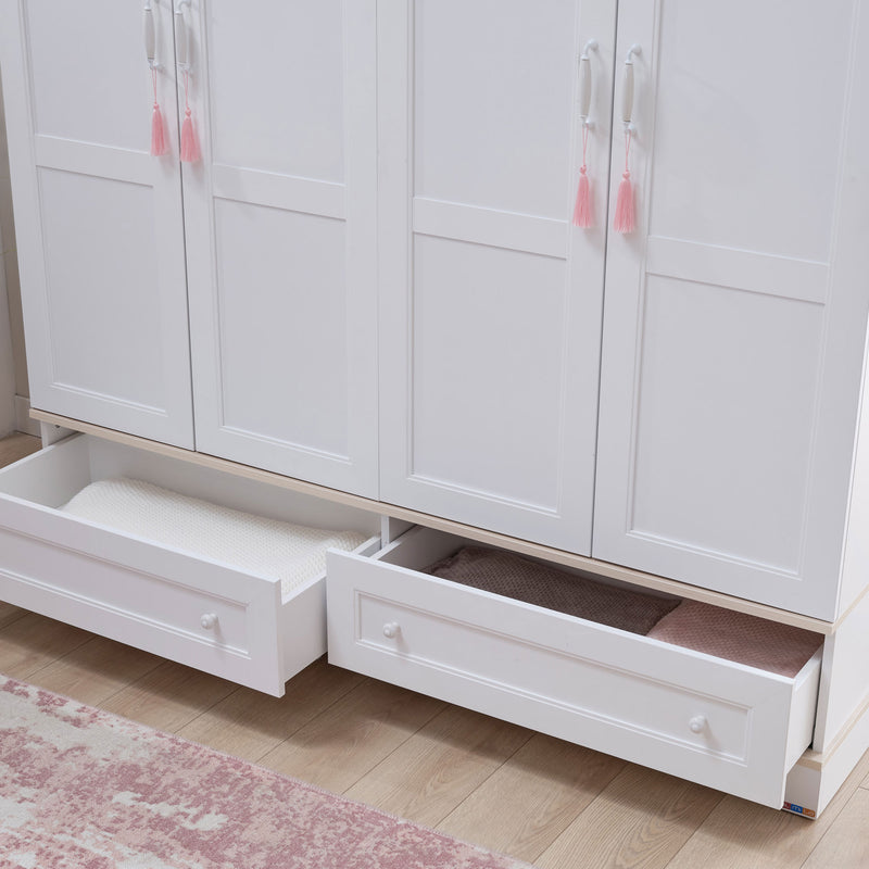 JASMINE Dulap copii, 4 uși, 2 sertare