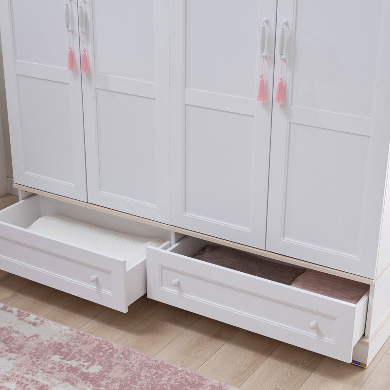 JASMINE Dulap copii, 4 uși, 2 sertare