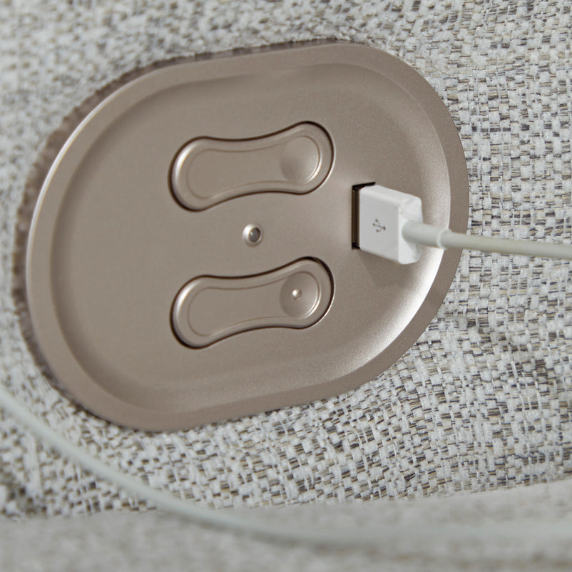 JOPLIN Canapea 2 locuri cu 2 reclinere electrice, consolă depozitare și perne decor incluse, stofă