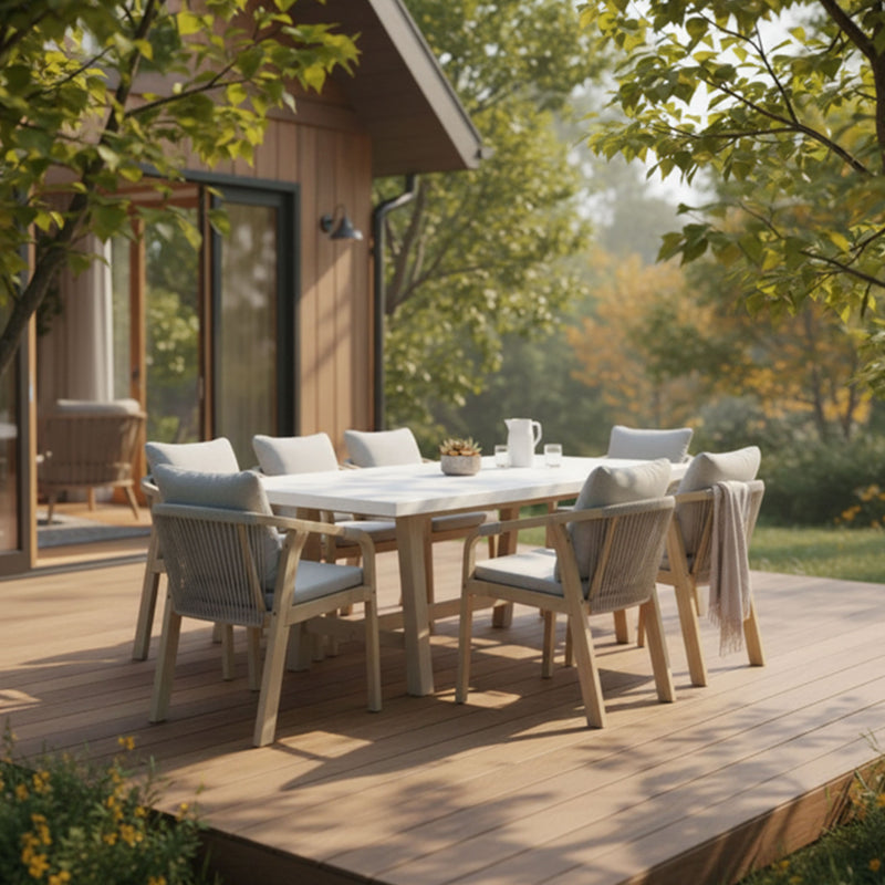 ASHEN Set mobilier terasă/grădină, 8 scaune și masă