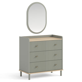 CHANTAL Comodă copii, 3 sertare și oglindă