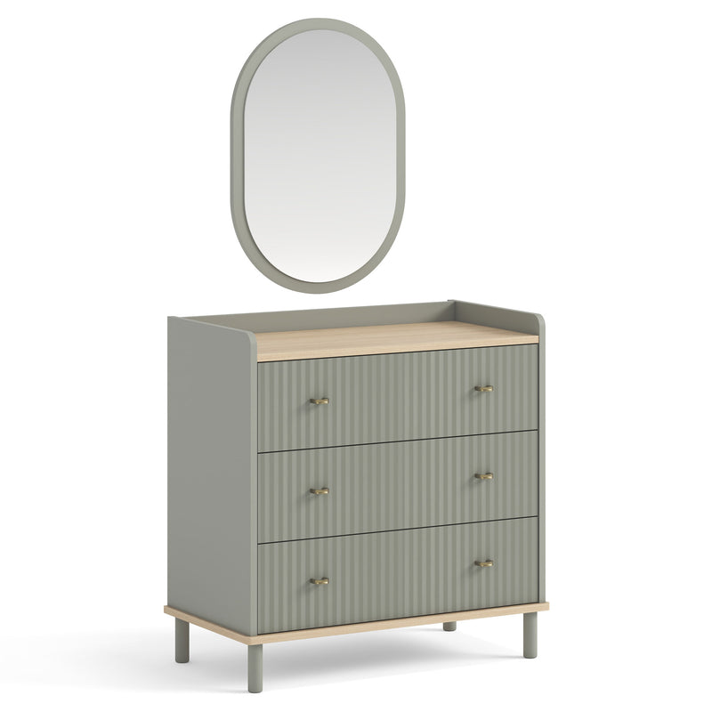 CHANTAL Comodă copii, 3 sertare și oglindă