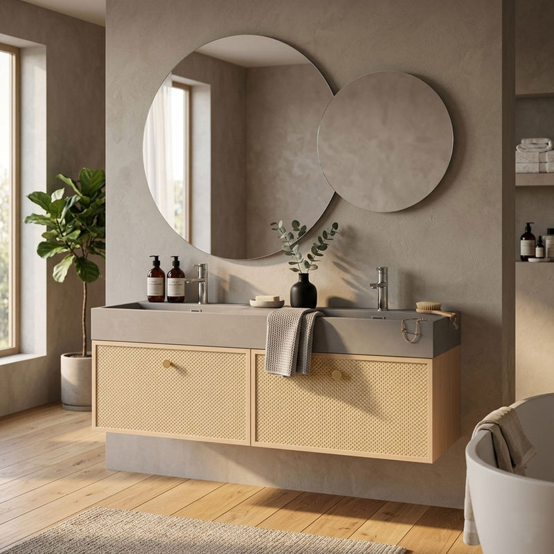 HEXIS Set mobilier baie, mască lavoar, lavoar, 2 oglinzi