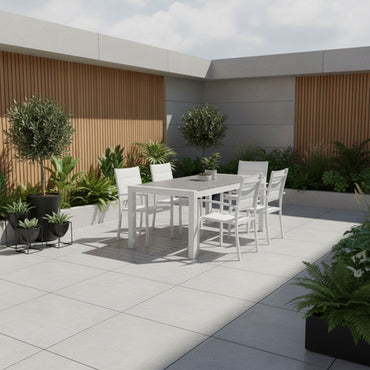 ENCORE/DRESDEN Set mobilier terasă/grădină, 6 scaune și masă extensibilă