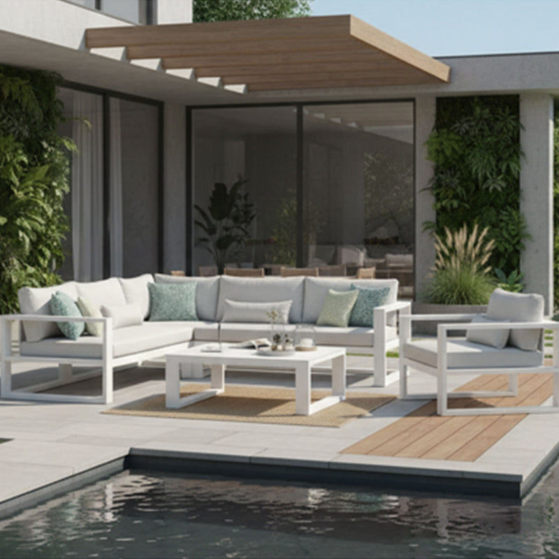 FERMO Set mobilier terasă/grădină, 2 canapele, fotoliu, element colț și masă