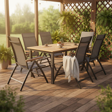 MARCUS/EASY Set mobilier terasă/grădină, 6 scaune și masă extensibilă