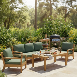 FRAME Set mobilier terasă/grădină, fotoliu, fotoliu 1 braț, element central și masă