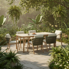 JACOB Set mobilier terasă/grădină, 6 scaune și masă