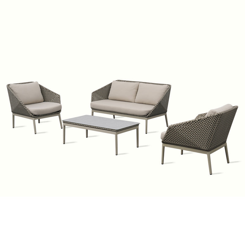 RICHIE Set mobilier terasă/grădină, 2 fotolii, canapea și măsuță