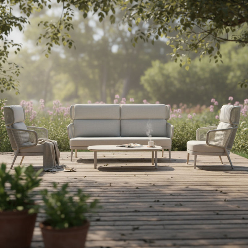 BILBAO Set mobilier terasă/grădină, 2 fotolii, canapea și masă