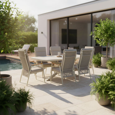PERUGIA Set mobilier terasă/grădină, 6 scaune și masă