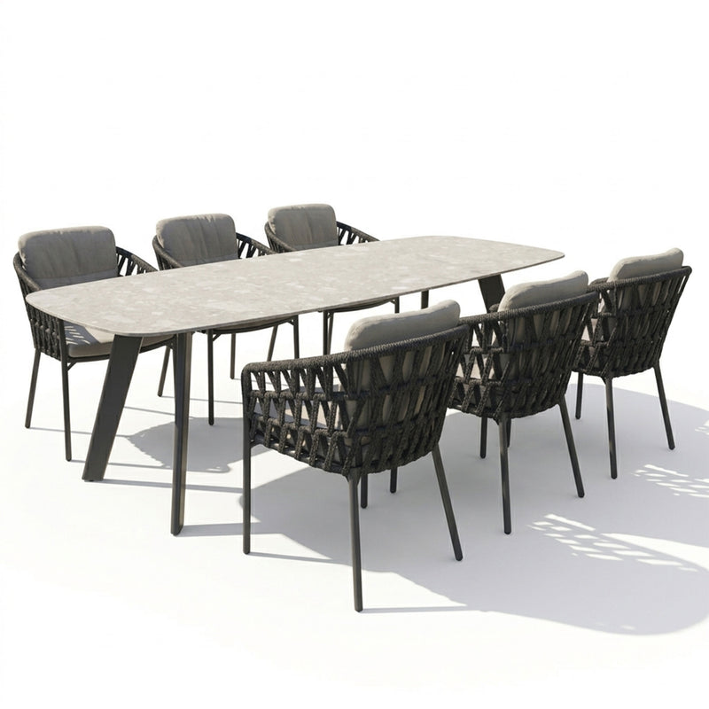 ALBARETO Set mobilier terasă/grădină, 6 scaune și masă
