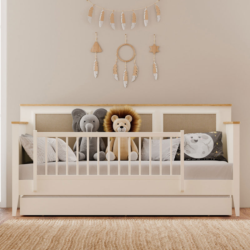 CORVEN Pat copii, 90x200cm, somieră și grilaj protecție incluse