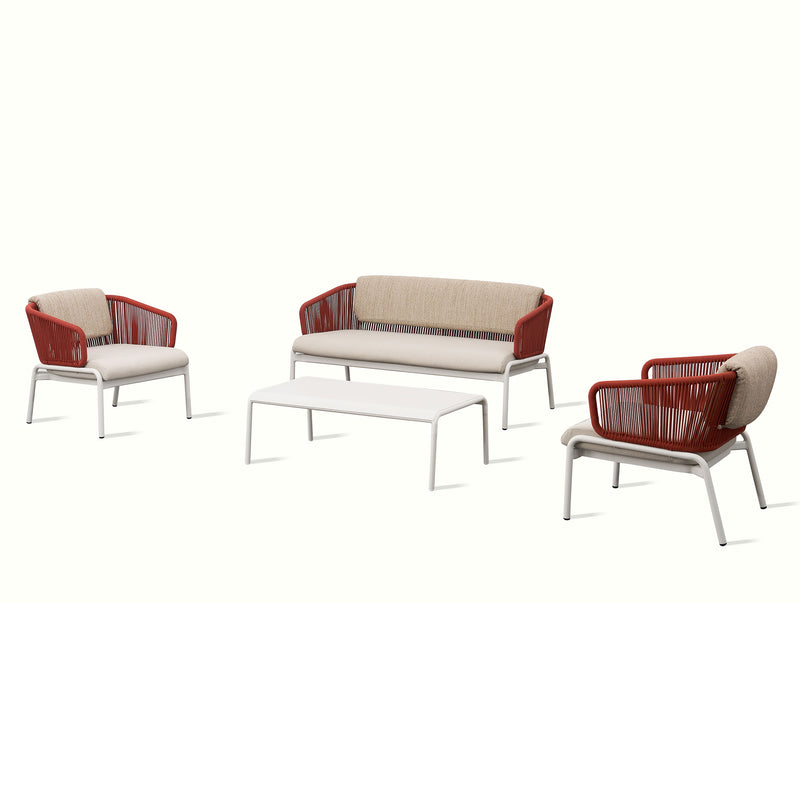 SLEEK Set mobilier terasă/grădină, 2 fotolii, canapea și măsuță