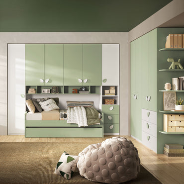 JOLIE Pont 6 uși, 3 sertare, pat 80x190cm, sertar și somiere incluse