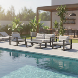 FERMO Set mobilier terasă/grădină, 2 fotolii, canapea și măsuță