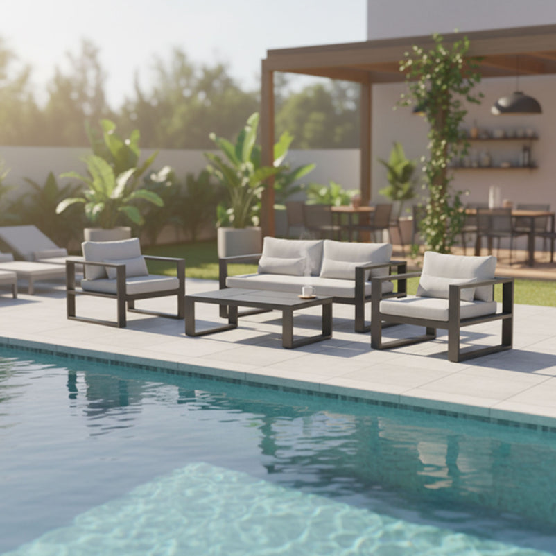 FERMO Set mobilier terasă/grădină, 2 fotolii, canapea și măsuță