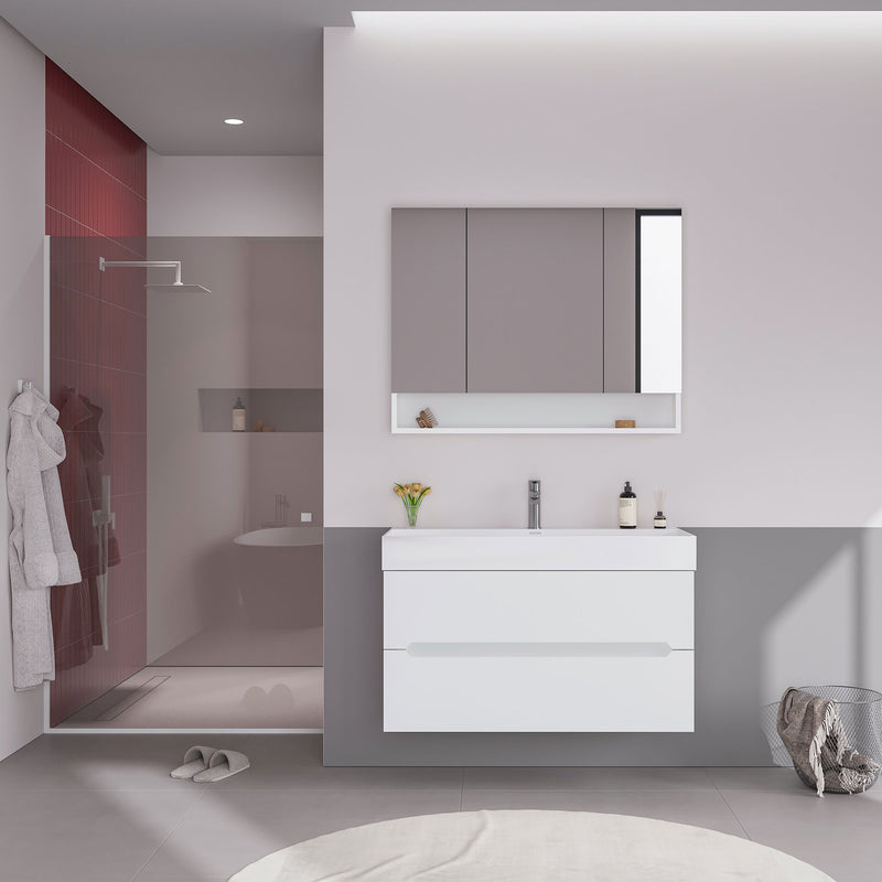 MALTA Set mobilier baie, mască lavoar, lavoar, dulap suspendat, oglindă