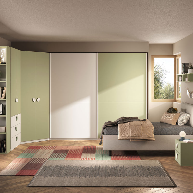 JOLIE Pont 6 uși, 3 sertare, pat 80x190cm, sertar și somiere incluse