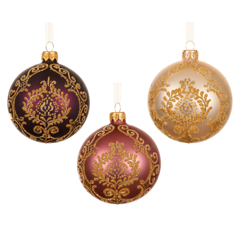 BAROQUE Set 3 globuri, sticlă, D.8.3cm