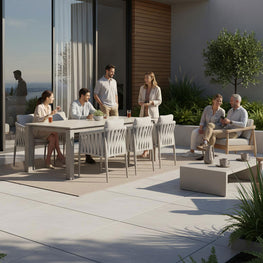 DAYTONA Set mobilier terasă/grădină, 8 scaune și masă extensibilă