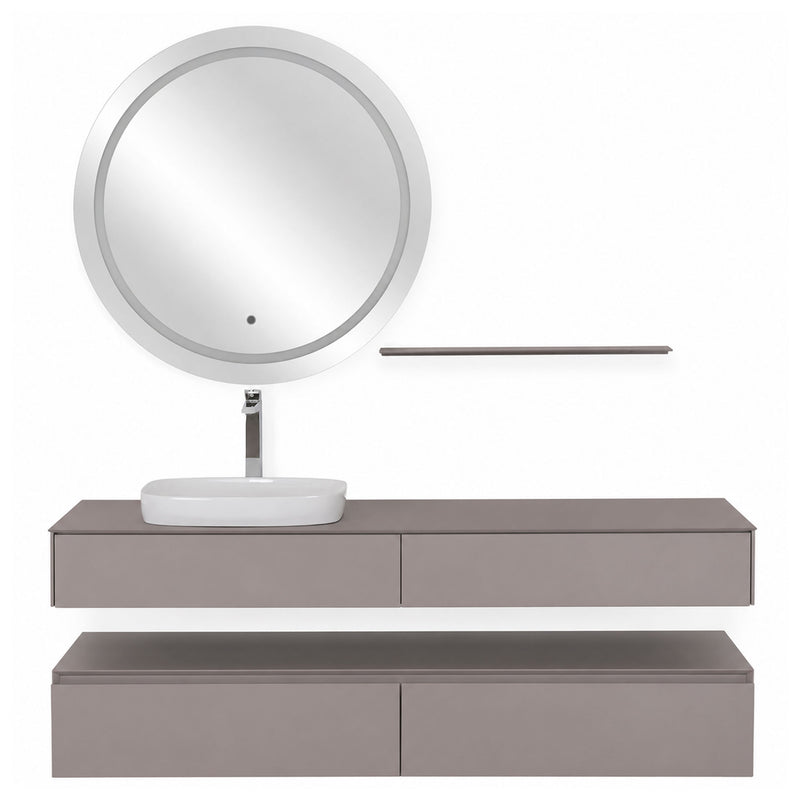 LODI/RADIANCE Set mobilier baie, mască lavoar, lavoar, top, oglindă LED, poliță