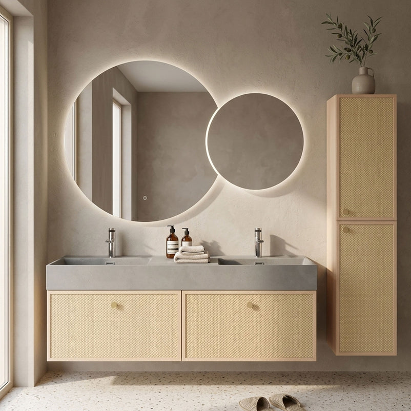 HEXIS Set mobilier baie, mască lavoar, lavoar, 2 oglinzi, dulap
