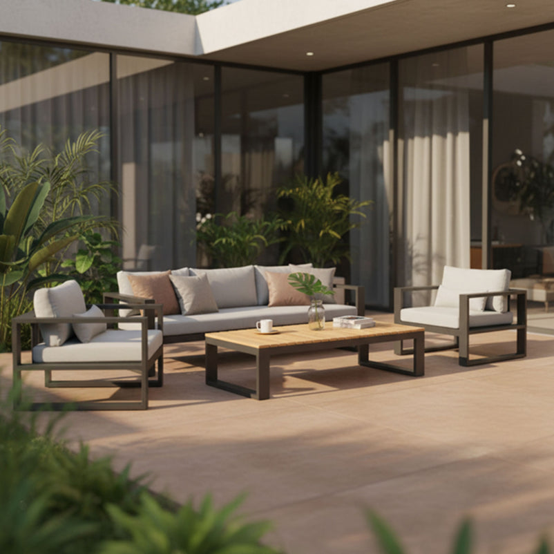 FERMO Set mobilier terasă/grădină, 2 fotolii, canapea și măsuță