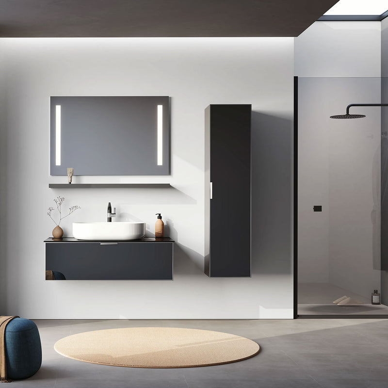 YALIKOY Set mobilier baie, mască lavoar, lavoar, dulap baie, oglindă