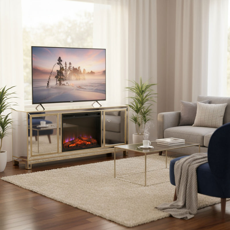 GOLDIE Comodă TV cu șemineu