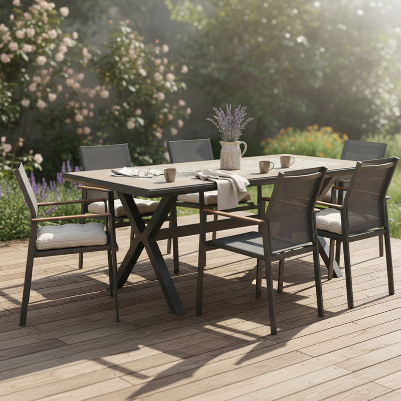 PAFOS Set mobilier terasă/grădină, masă și 6 scaune