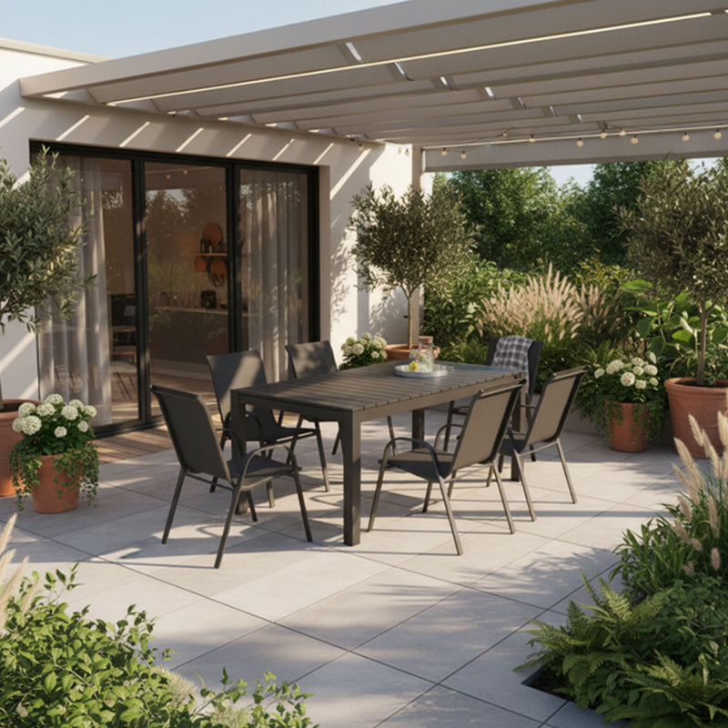 ENCORE/BASIC Set mobilier terasă/grădină, 6 scaune și masă extensibilă