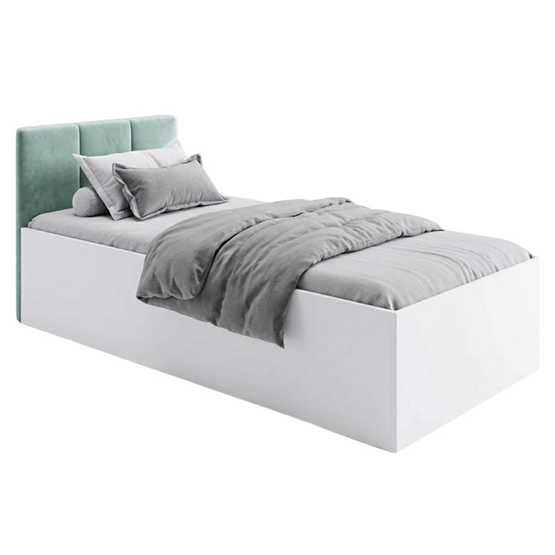 MODE WHITE Pat copii 90x200, ladă depozitare, somieră inclusă